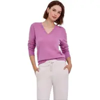 Falke Pure Cashmere Damen Pullover, XXL, Rosa, Uni, Kaschmir