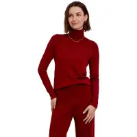 Falke Pure Merino Wool Damen Pullover, XL, Rot, Schurwolle