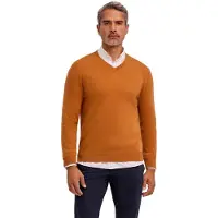 Falke Pure Cashmere Herren Pullover, XL, Braun, Uni, Kaschmir