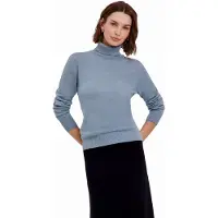 Falke Pure Cashmere Damen Pullover, XS, Blau, Uni, Kaschmir