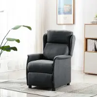 Markenlos Dunkelgrauer Relaxsessel, 66,5 x 94 x 101,5 cm, aus Polyester | Manueller Neigemechanismus, gepolsterte Armlehnen und stabile Kunststoffbeine für das Wohnzimmer