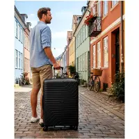 Markenlos Hartschalen Check-in Koffer | Großer XL Trolley 50 x 30 x 75 cm aus hochwertigem, leichtem Polypropylen Material | 4 Doppelrollen & TSA-Schloss für Damen & Herren (Essentials 05)