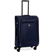 Markenlos Modena Reisekoffer L 64-76L | Erweiterbarer Textilkoffer mit TSA-Schloss & 4 Doppelrollen - Blau