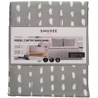 Smukee Baumwollsatin Bettwäsche-Set Grau Wendbar 160x200cm
