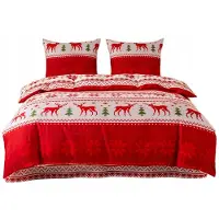 Cotton World Baumwolle world Bettwäsche 160x200 Weihnachtlich Norwegermotiv Rot Weiß Grün