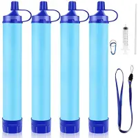 Sonstiges Wasserfilter Outdoor Camping 4er Set, 1500L Trinkwasserfilter, 0,1 Mikron, entfernt 99,99% Bakterien, BPA-frei, Blau