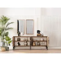 AEA Sideboard Anrichte mit Spiegel Gruppe Kommode Holz Gold Esszimmer