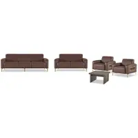 AEA Exklusive Braune Arbeitszimmer Möbel Designer Couchtisch Sessel 2x Sofas