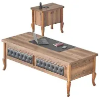 AEA Schreibtisch Kommode Stauraum Braun Klassisch Natürlich Arbeitszimmer-Set