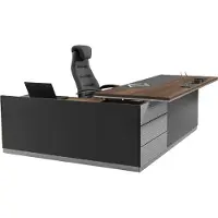 AEA Luxus Büro Schreibtisch Design Eckschreibtisch Möbel Tische Grau Einrichtung