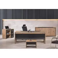 AEA Tisch Büro Möbel Arbeitszimmermöbel Schreibtisch Set 4tlg Holz Schwarz