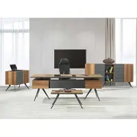 AEA Schreibtisch Couchtisch Sideboard Büroassistentin Dunkles Holz Arbeitszimmer