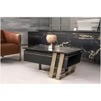 AEA Tisch Holz Couchtisch Modernes Design Beige Tische Büro Schwarz Einrichtung