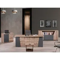 AEA Komplettbüro Bürotisch Büromöbel Schreibtisch Set 4tlg Holz Braun Büro