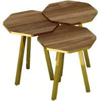 AEA Elegantes braunes Couchtisch-Set aus Holz und Metall