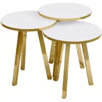 AEA Weißes Holz-Metall Couchtisch-Set modern elegant