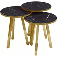 AEA Schwarzes Holz-Metall Couchtisch-Set modern und stilvoll