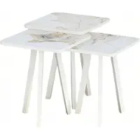 AEA Weißes Holz Couchtisch-Set im modernen Design