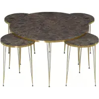 AEA Eleganter Holz-Couchtisch mit 4 Beistelltischen in Braun