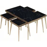 AEA Schwarzer Holz Couchtisch mit Beistelltischen Modernes Design