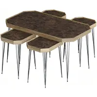 AEA Eleganter Brauner Holz Couchtisch mit Beistelltischen im Stil