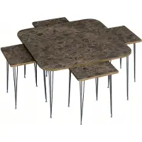 AEA Eleganter Holz-Couchtisch mit Beistelltischen in Braun, modernes