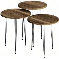 AEA Elegantes braunes Couchtisch-Set aus Holz und Metall