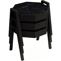 AEA Schwarzes Holz Couchtisch-Set Modern Elegant Wohnzimmermöbel
