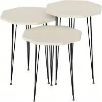 AEA Elegantes weißes Couchtisch-Set aus Holz und Metall im modernen Stil