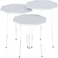 AEA Elegantes weißes Couchtisch-Set aus Holz und Edelstahl