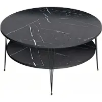 AEA Eleganter schwarzer Couchtisch aus Holz mit Edelstahl-Design