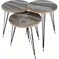 AEA Elegantes graues Couchtisch-Set aus Holz und Metall