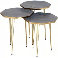 AEA Elegantes graues Couchtisch-Set aus Holz und Edelstahl