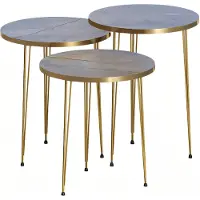 AEA Elegantes graues Couchtisch-Set aus Holz und Edelstahl
