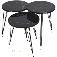 AEA Elegantes schwarzes Couchtisch-Set aus Holz und Metall