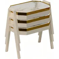AEA Couchtisch-Set aus Holz in Beige modern und stilvoll