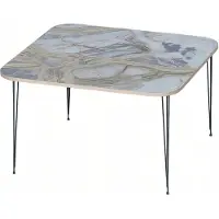 AEA Mehrfarbiger Holz-Edelstahl Couchtisch modern elegant