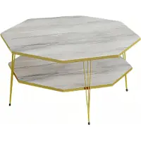 AEA Eleganter grauer Couchtisch aus Holz mit Edelstahl in modernem Stil