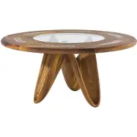 AEA Eleganter runder Couchtisch aus Holz in warmem Braun