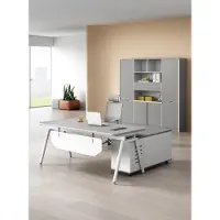 AEA Grau Schreibtisch mit Schubladen, Versteckter Stauraum, 160x80x75 cm