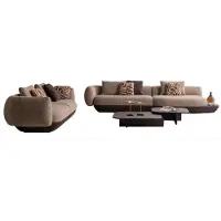 AEA Elegante Braune Stoffgarnitur Polstersofa Stilvoller Couchtisch