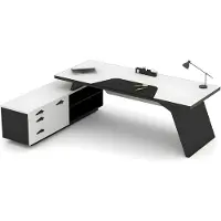AEA Schreibtisch L-Form Arbeitstisch Bürotisch mit Schrank Schubladen Büro
