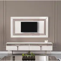 AEA Wohnwand TV Ständer Wandpanel RTV Lowboard Weiß Holz Sideboard Moderne