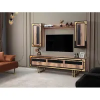AEA Garnitur Wohnwand TV Ständer Schranke RTV Lowboard Braun Wohnzimmer