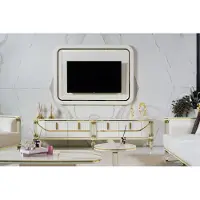 AEA Luxus Wohnwand rtv tv Rahmen Lowboard TV Ständer Weiß Wohnzimmer Möbel Neu