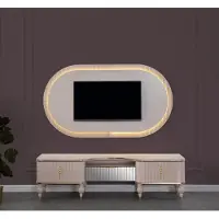 AEA Moderne Beige Wohnwand Garnitur Designer RTV-Lowboard Wandpanel 2tlg
