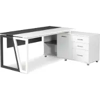 AEA Designer Schreibtisch Bürotisch mit Shcrank Stauraum Holztisch Weiß Grau