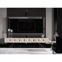 AEA Elegantes Weißes Holz-Metall Wohnzimmer Set mit TV-Schrank und Panel