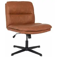 HOME DELUXE Retro-Drehstuhl LUYA – Braun/Cognac | Höhenverstellbarer Schreibtischstuhl im Vintage-Design