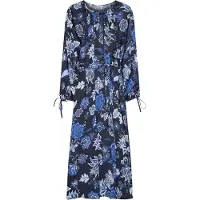 Seidensticker Blusenkleid , Damen, Gr. 4XL (48), Normalgrößen, Langarm, schwarz, 100% Viskose, bedruckt, regular fit, Rundhals, Kleider Blusenkleid, 1/1 Rundhals Druck